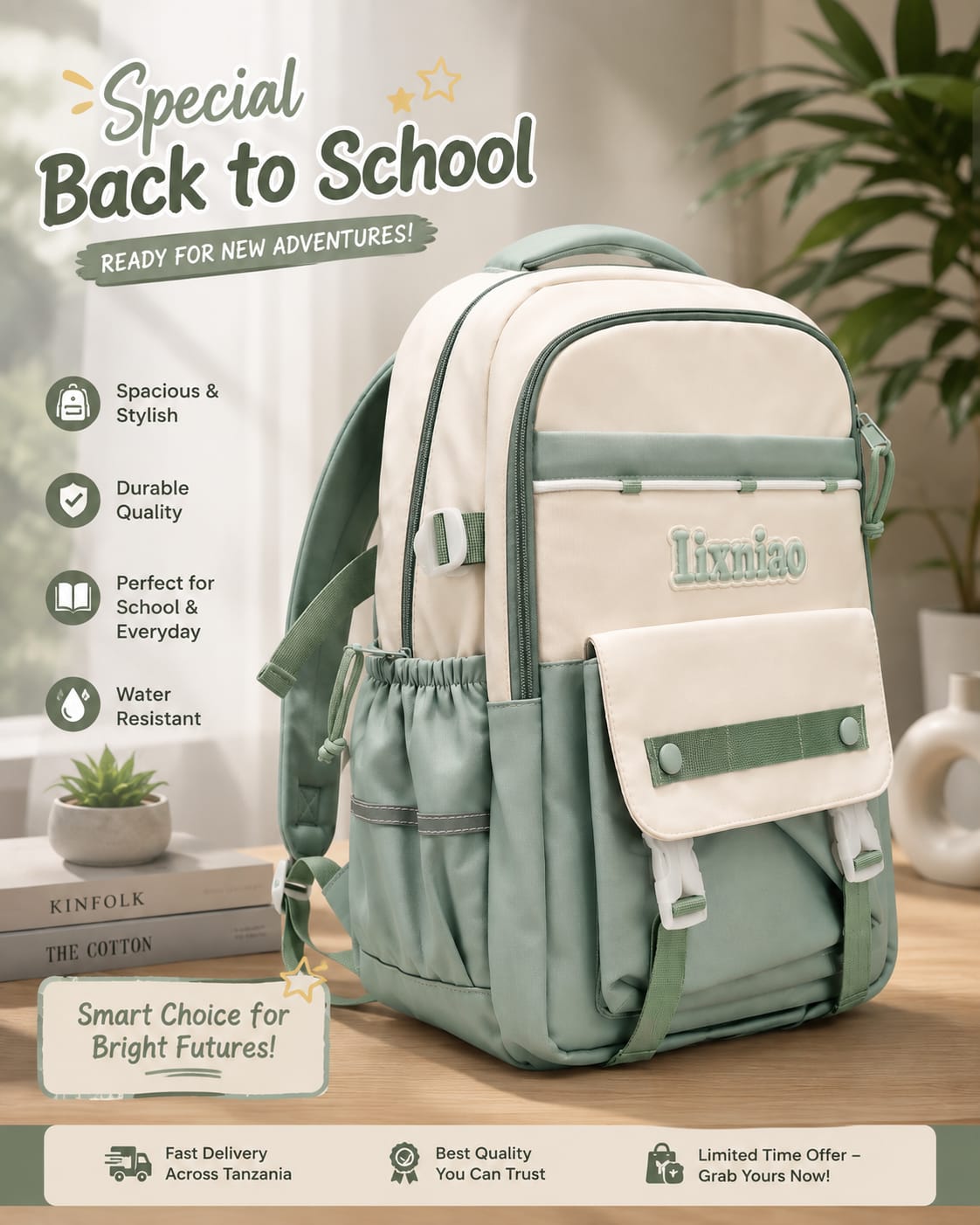(OFFER) Cute School Backpack Boys and Girls Lightweight Breathable Back Strap Children School Bag,