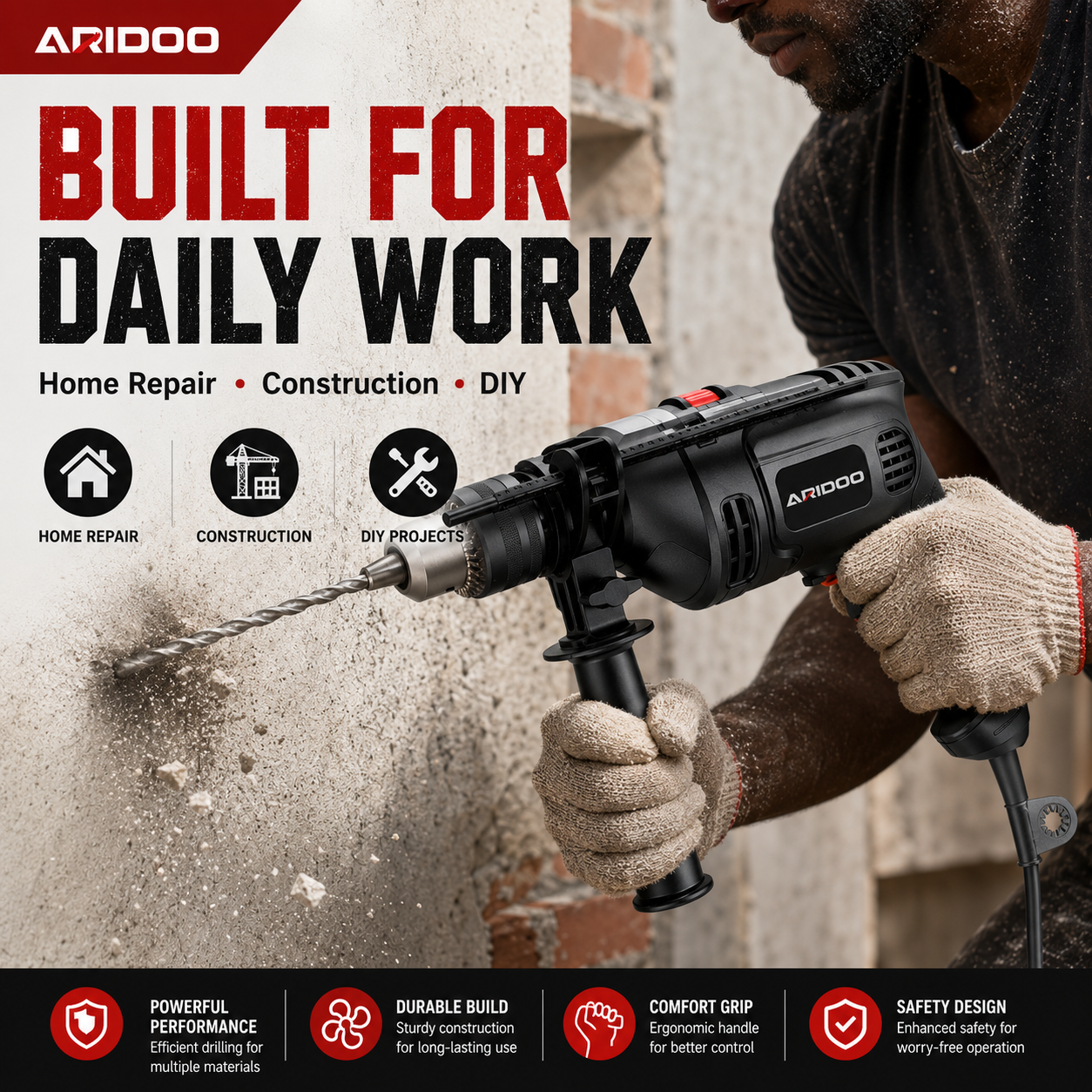 780W Electric Impact Drill Set – Corded Drill Machine with Drill Bits for Wall, Wood & Metal, drilling machine set ,drillling tool drill bit set drill