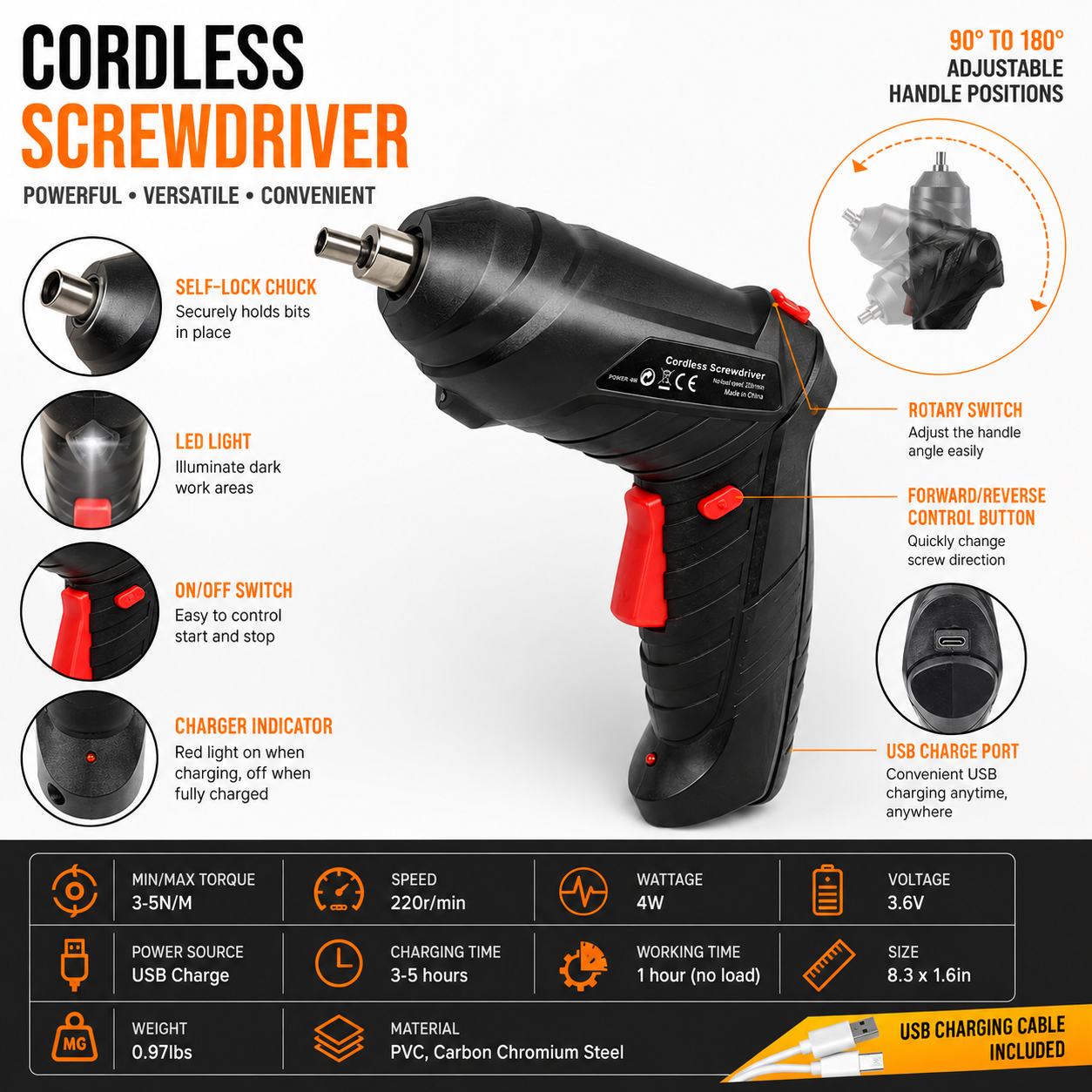 47-in-1 Rechargeable Cordless Electric Screwdriver Set - 3.6V Multi-function Power Tool Kit - Ideal for Household DIY, Repairs & Furniture Assembly