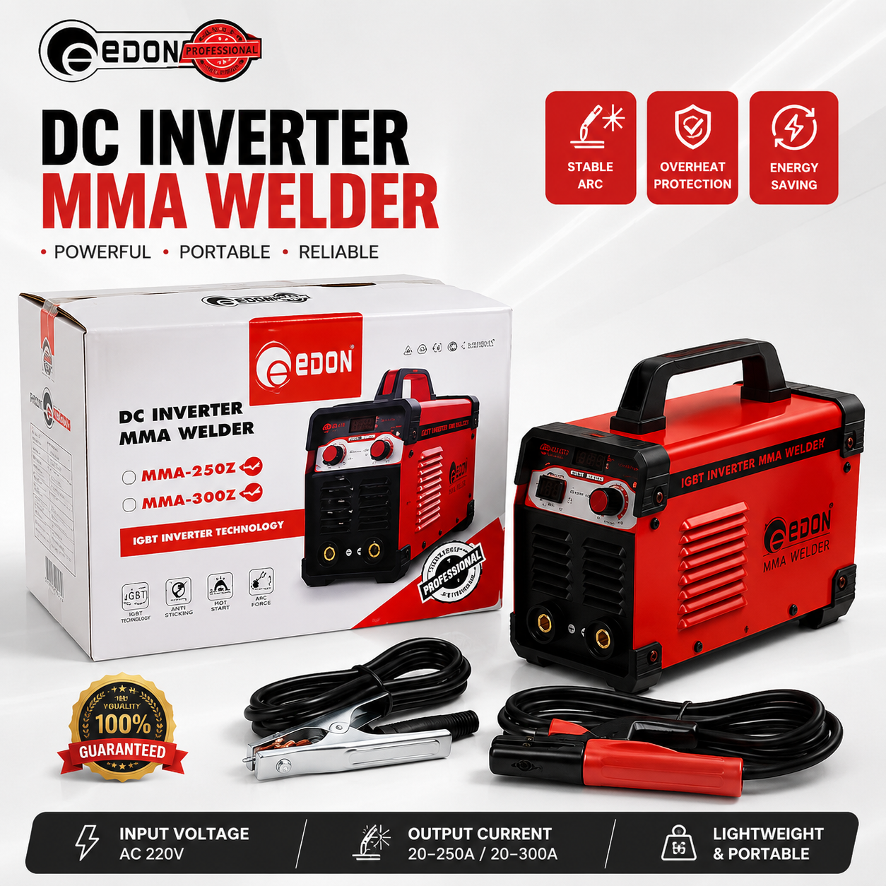Edon Professional 300s DC Inverter MMA Welding Machine With Advanced MOSFET Technology,energy-efficient And Low Noise.