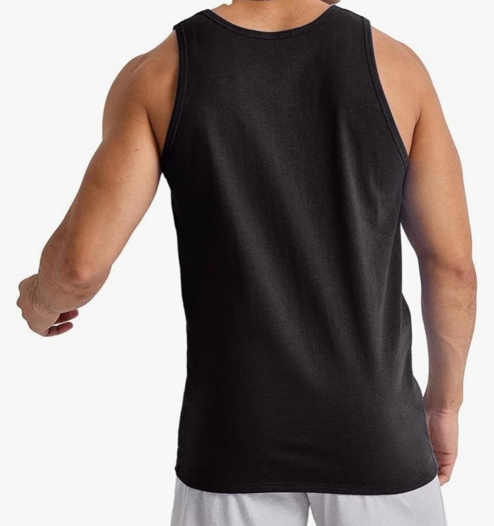 4 PACK BLACK 100% COTTON MEN'S VESTS