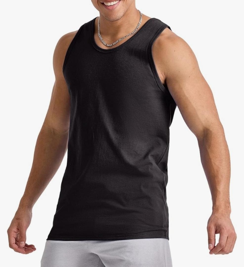 4 PACK BLACK 100% COTTON MEN'S VESTS
