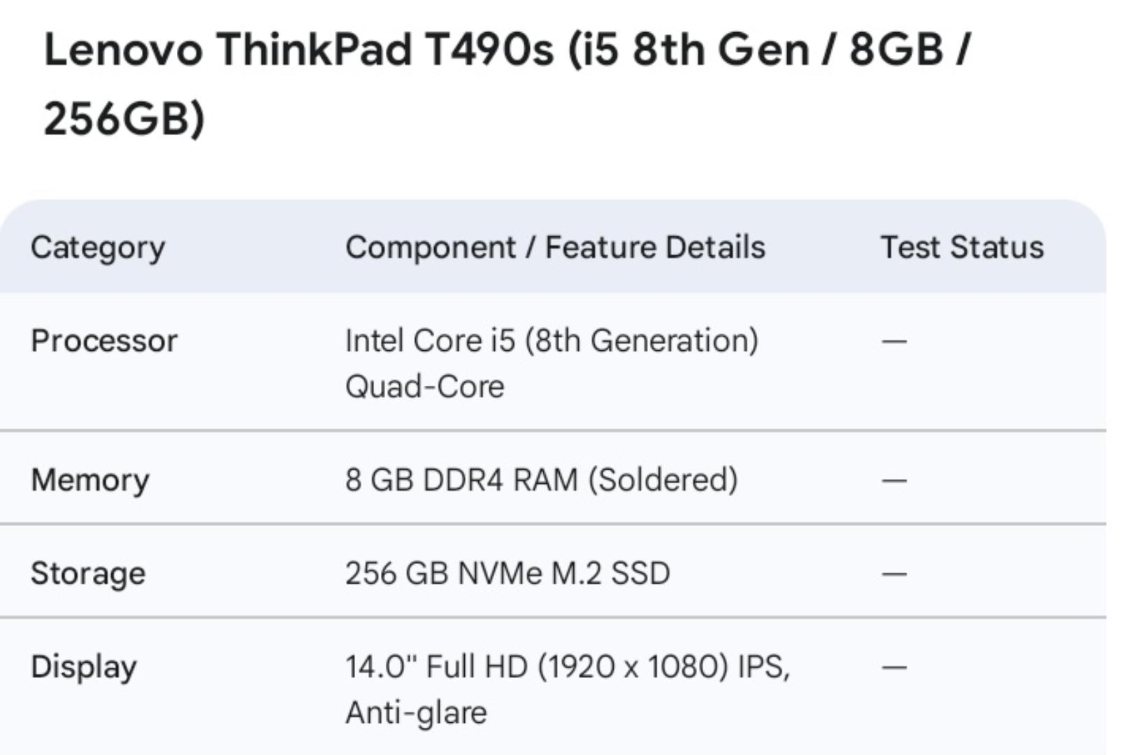 Lenovo ThinkPad T490s Business Laptop, Intel Core i5-8th Generation CPU, 8GB RAM, 256GB SSD, 14 inch Display, Windows 11, 6hrs Battery, Best For Students & Office Professional Use