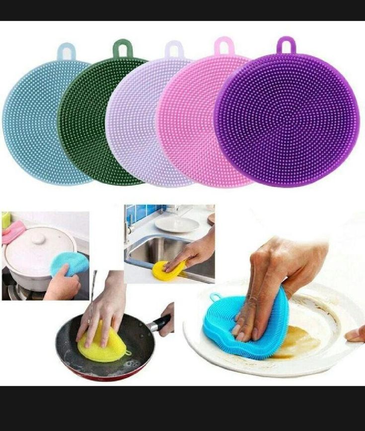 5pc set mixed colors dish washing silicone scrubbers