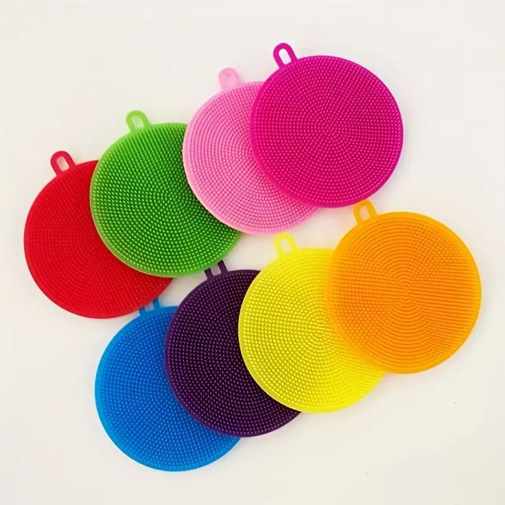 5pc set mixed colors dish washing silicone scrubbers