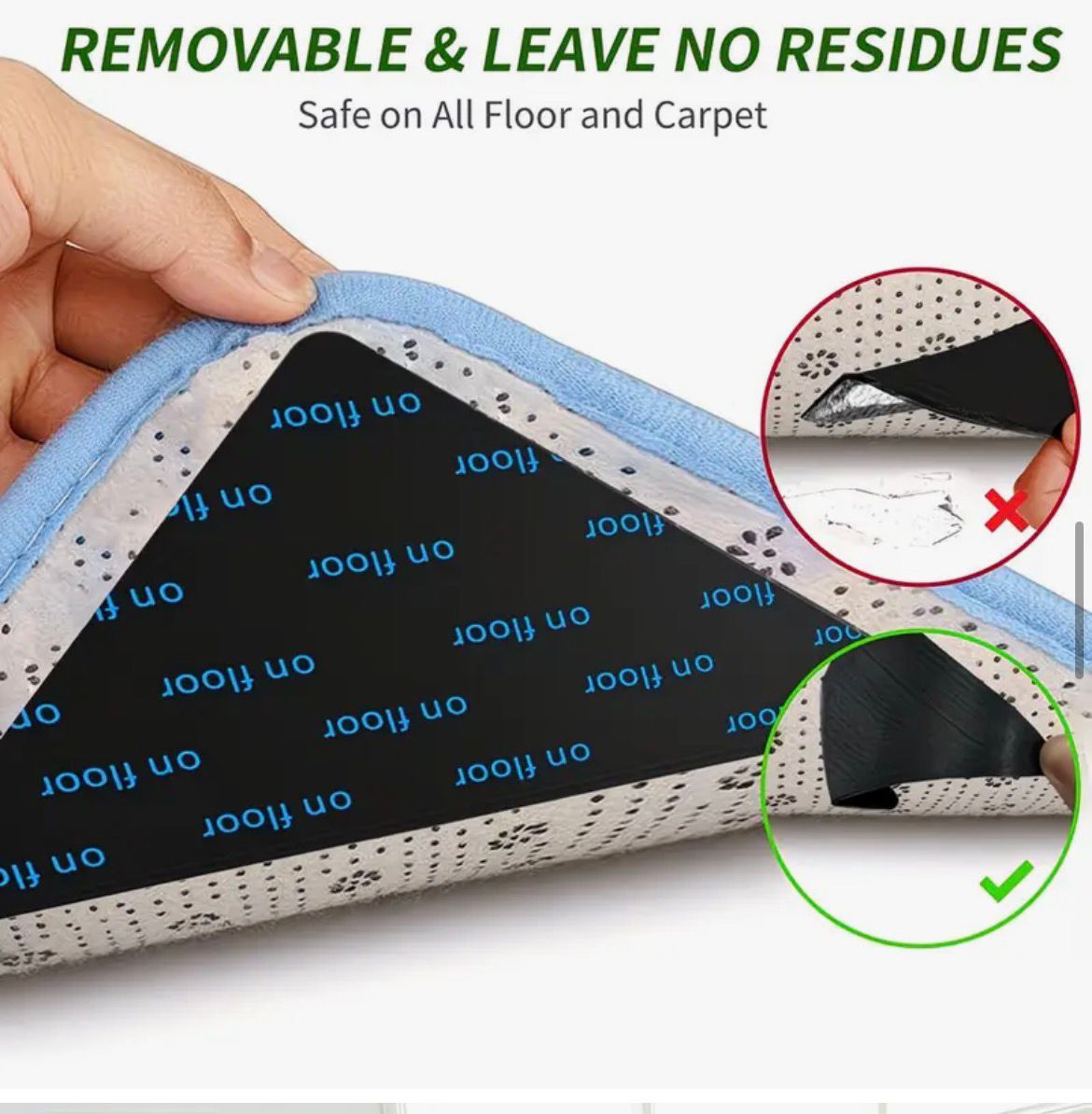 MAT GRIPPERS / RUGGIES RUG CARPET CORNER PADS - 4PCS SET