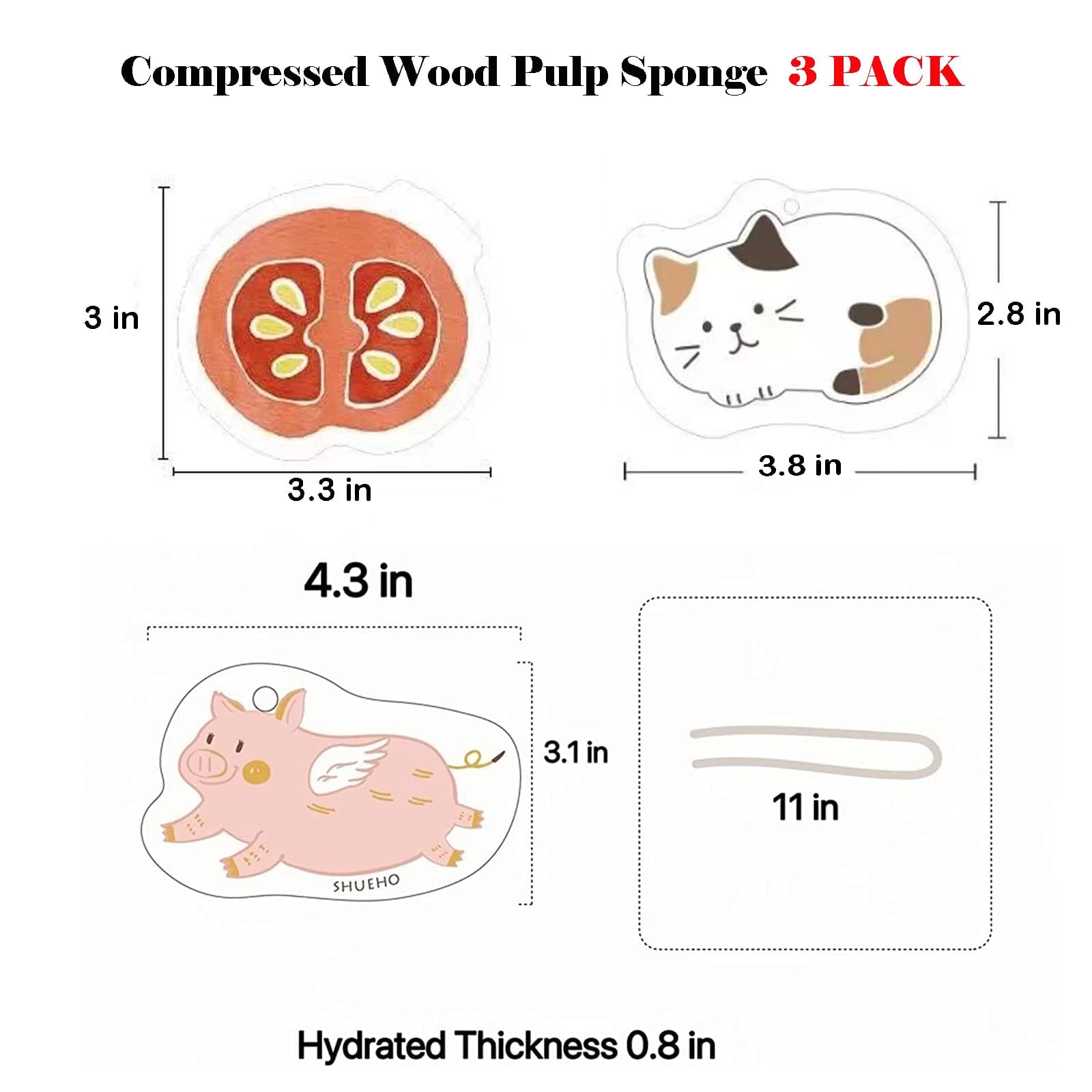 Dish Washing Sponge Pad,Cute Expandable - Cartoon Animal Design