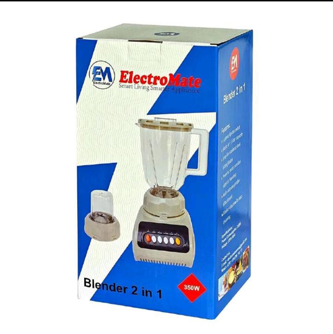 EM Blender 2-in-1 ElectroMate 1.5L Blender Classic Juicer & Grinder with Multifunctional Jug, Bottle, and Garlic Processor  ElectroMate BD01/BD02