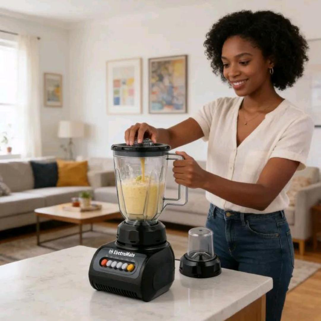 EM Blender 2-in-1 ElectroMate 1.5L Blender Classic Juicer & Grinder with Multifunctional Jug, Bottle, and Garlic Processor  ElectroMate BD01/BD02