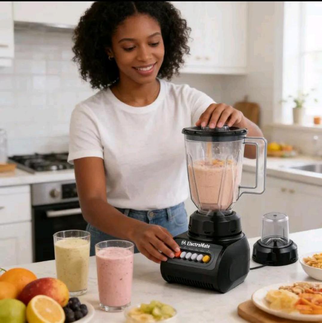 EM Blender 2-in-1 ElectroMate 1.5L Blender Classic Juicer & Grinder with Multifunctional Jug, Bottle, and Garlic Processor  ElectroMate BD01/BD02