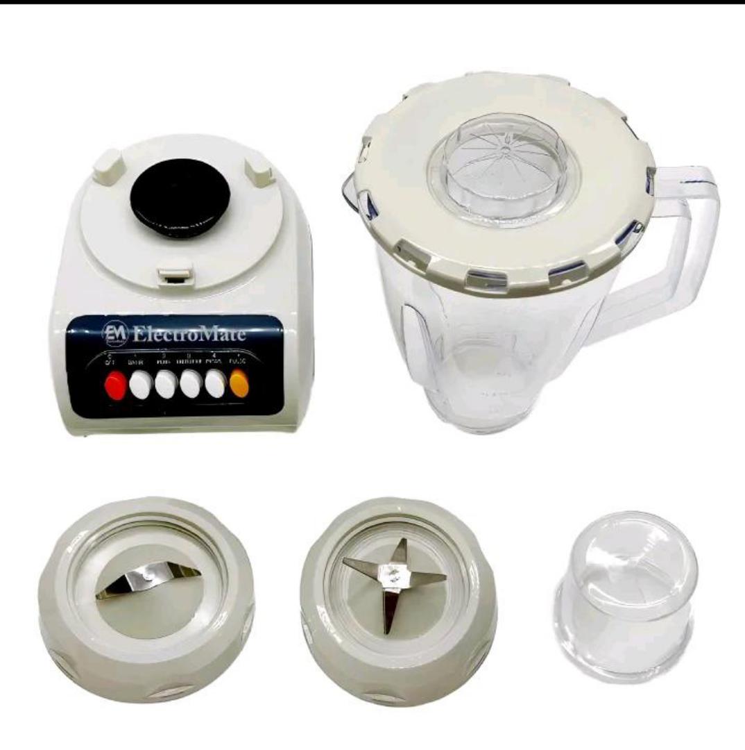 EM Blender 2-in-1 ElectroMate 1.5L Blender Classic Juicer & Grinder with Multifunctional Jug, Bottle, and Garlic Processor  ElectroMate BD01/BD02