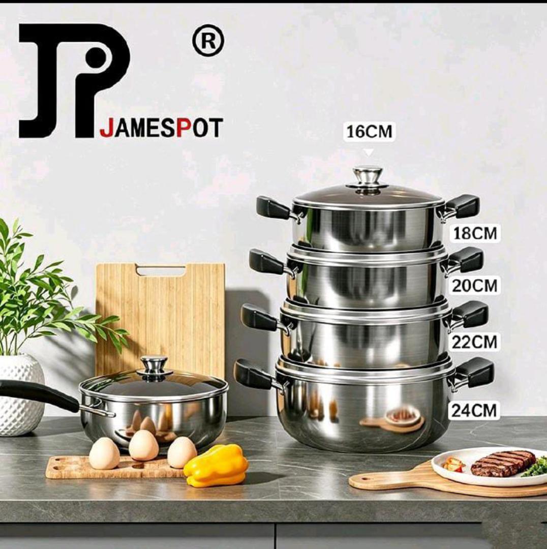 【Promotion】Jamespot 10PCS Stainless steel Pots Non Stick Sufuria Cookware Set Cooking Pots Sufuria 5pcs pots+5pcs lids（16/18/20/22/24cm)