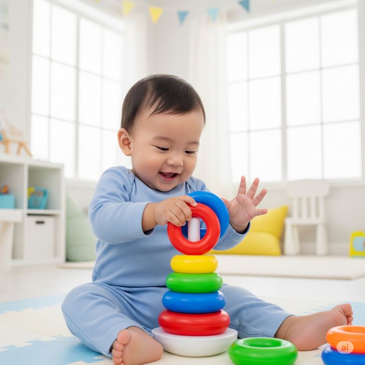 Rainbow Ring Stacking Tower Toy – Early Educational Montessori Stacking Rings for Kids, Baby Learning Toy for Hand-Eye Coordination (6–36 Months)