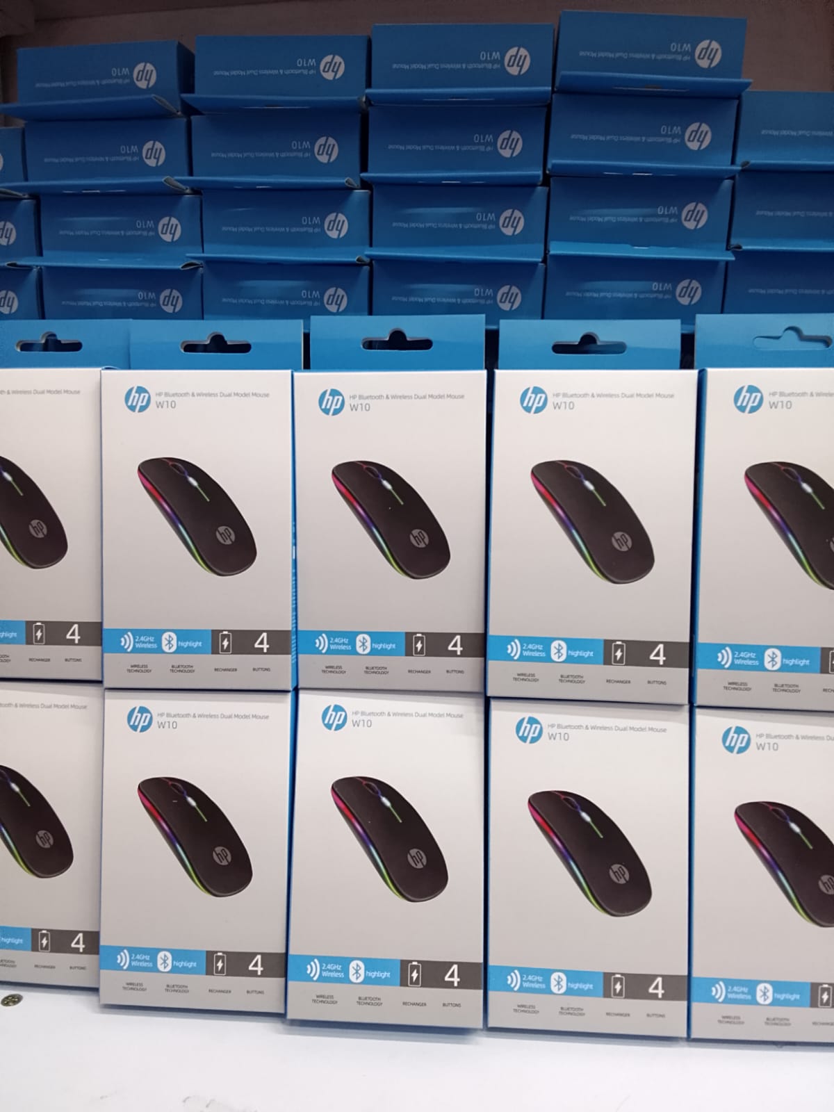 HP W10 Wireless Bluetooth Mouse Rechargeable Dual Mode 2.4G USB Bluetooth 5.1 Silent Ergonomic Mouse for Laptop Desktop PC