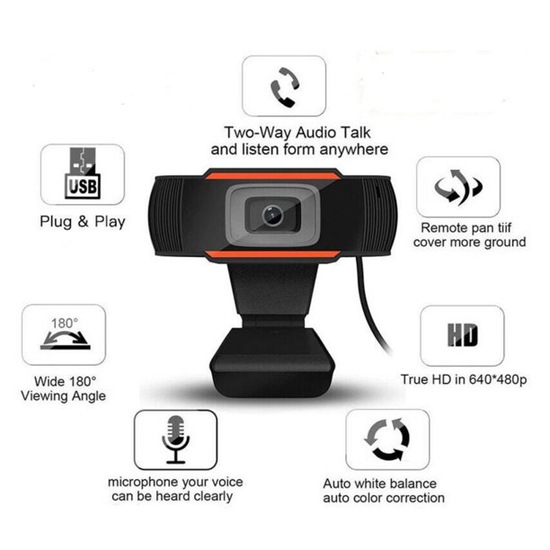720P HD USB Wired Webcam with Microphone for Laptop Desktop Computer Online Classes Video Calls Streaming