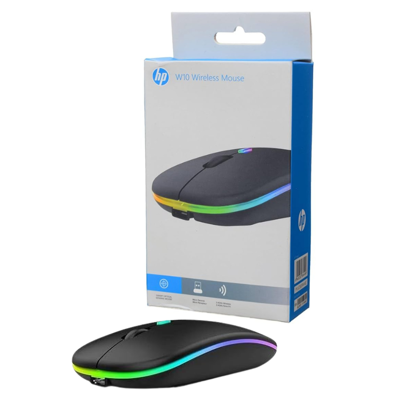 HP W10 Wireless Bluetooth Mouse Rechargeable Dual Mode 2.4G USB Bluetooth 5.1 Silent Ergonomic Mouse for Laptop Desktop PC