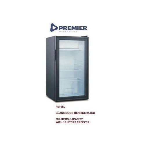 Premier 65L Glass Door Showcase Refrigerator — Compact Design with Built-in Freezer (Home & Office)