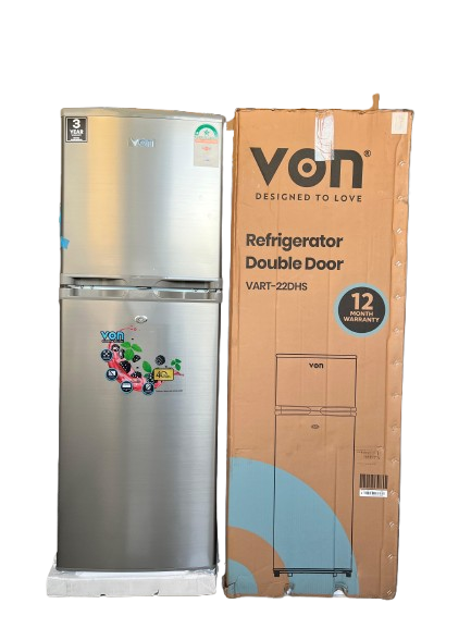 Von 144L Double Door Fridge — Large Freezer & Toughened Glass Shelves (Perfect for Small Families)