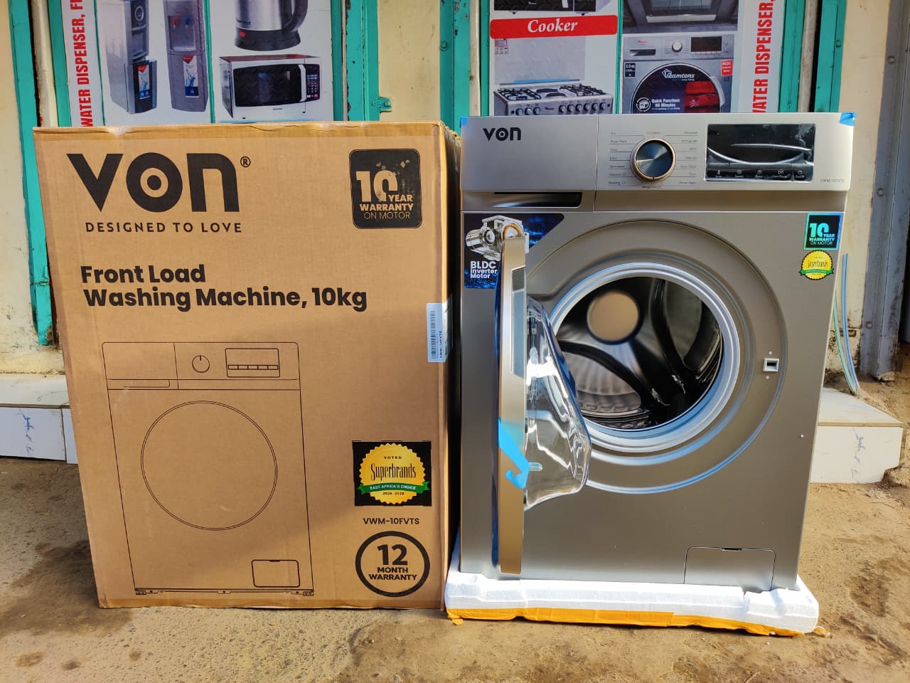 Von 10KG Front Load Washing Machine — Steam Wash & A+++ Energy (Fully Automatic)