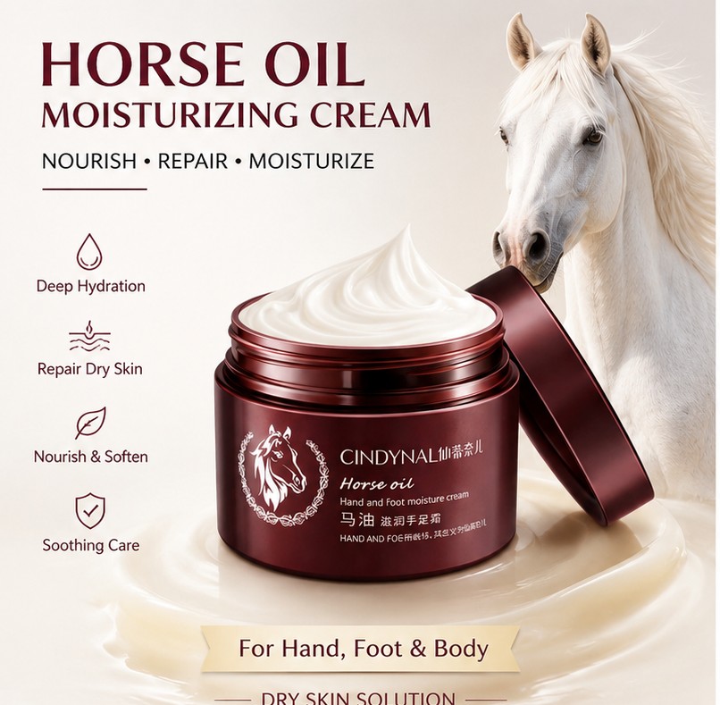 CINDYNAL Horse Oil Moisturizing Hand & Foot Cream for Dry Cracked Skin Repair 120g