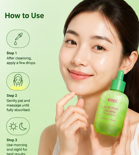 KOEC Aloe PDRN Calming Facial Serum 30ml – Soothing Repair Hydrating Serum for Sensitive Skin, Redness Relief & Skin Barrier Care