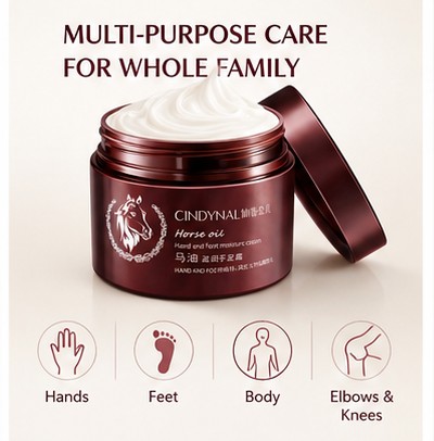 CINDYNAL Horse Oil Moisturizing Hand & Foot Cream for Dry Cracked Skin Repair 120g