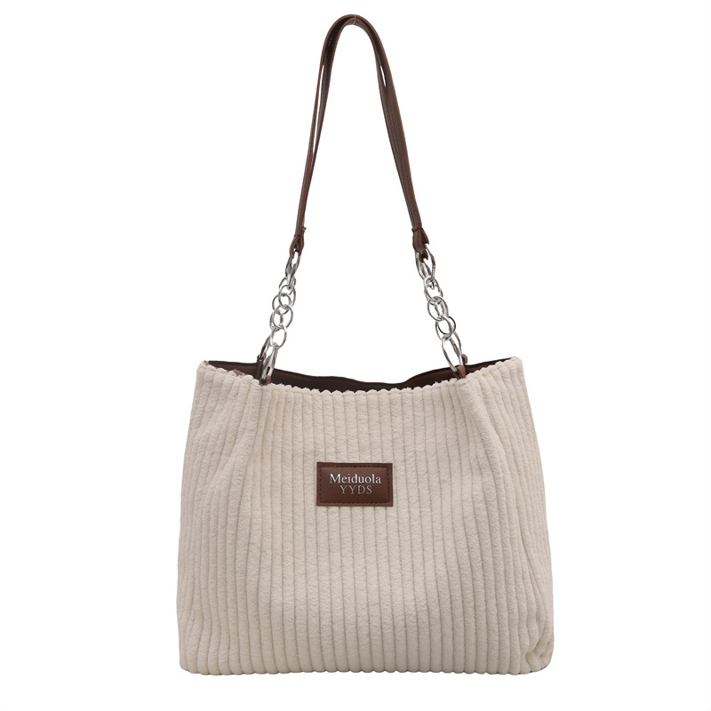 2026 Autumn Popular Corduroy Chain Underarm Tote Bags, Large Capacity Trendy Women Commuter Shoulder Handbags