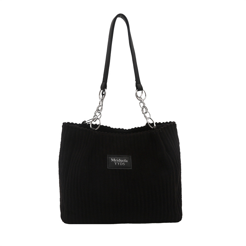 2026 Autumn Popular Corduroy Chain Underarm Tote Bags, Large Capacity Trendy Women Commuter Shoulder Handbags