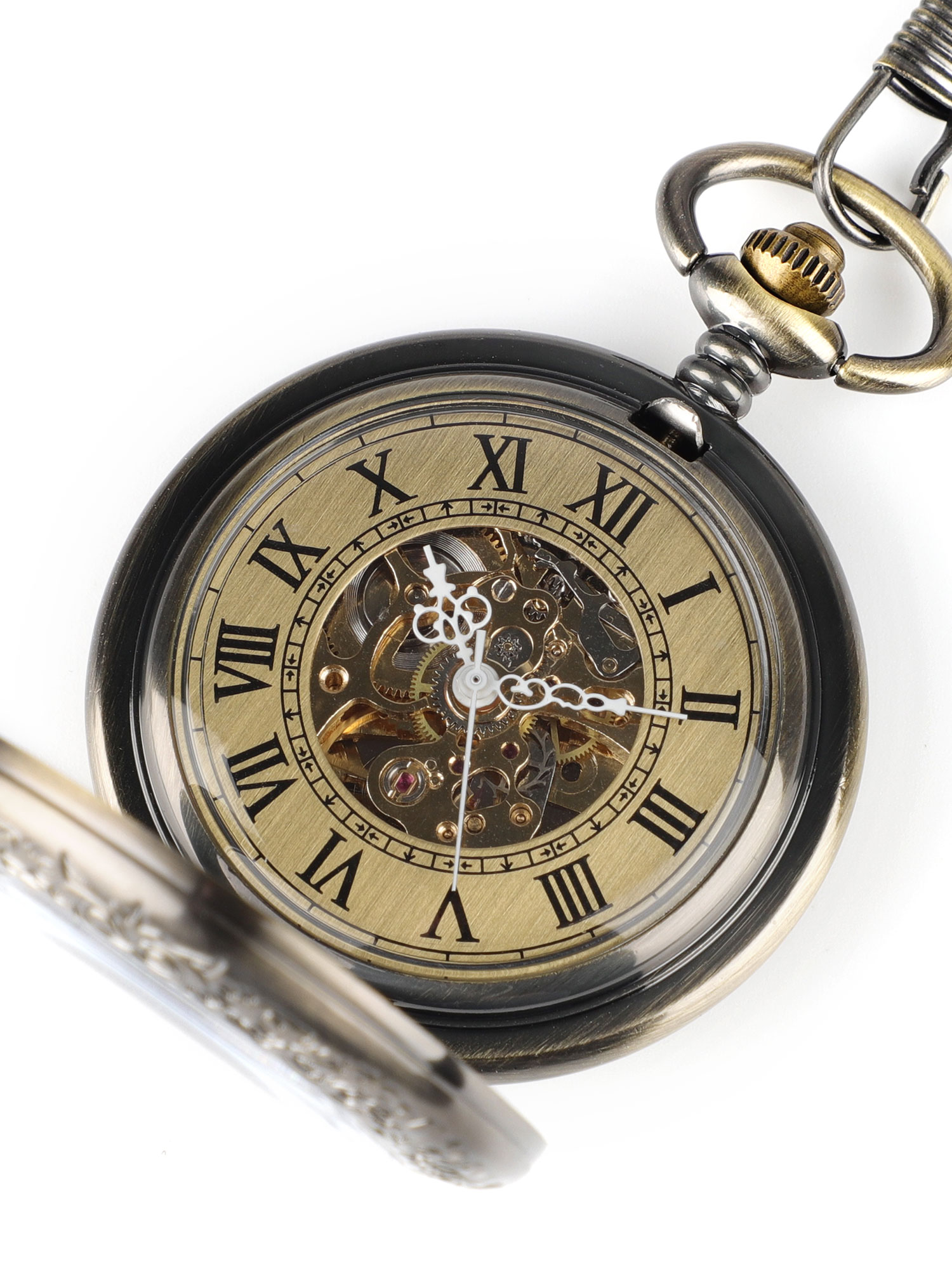 Men's Mechanical Retro Pocket Watch, Classic Mechanical Movement Pocket Watch with Chain