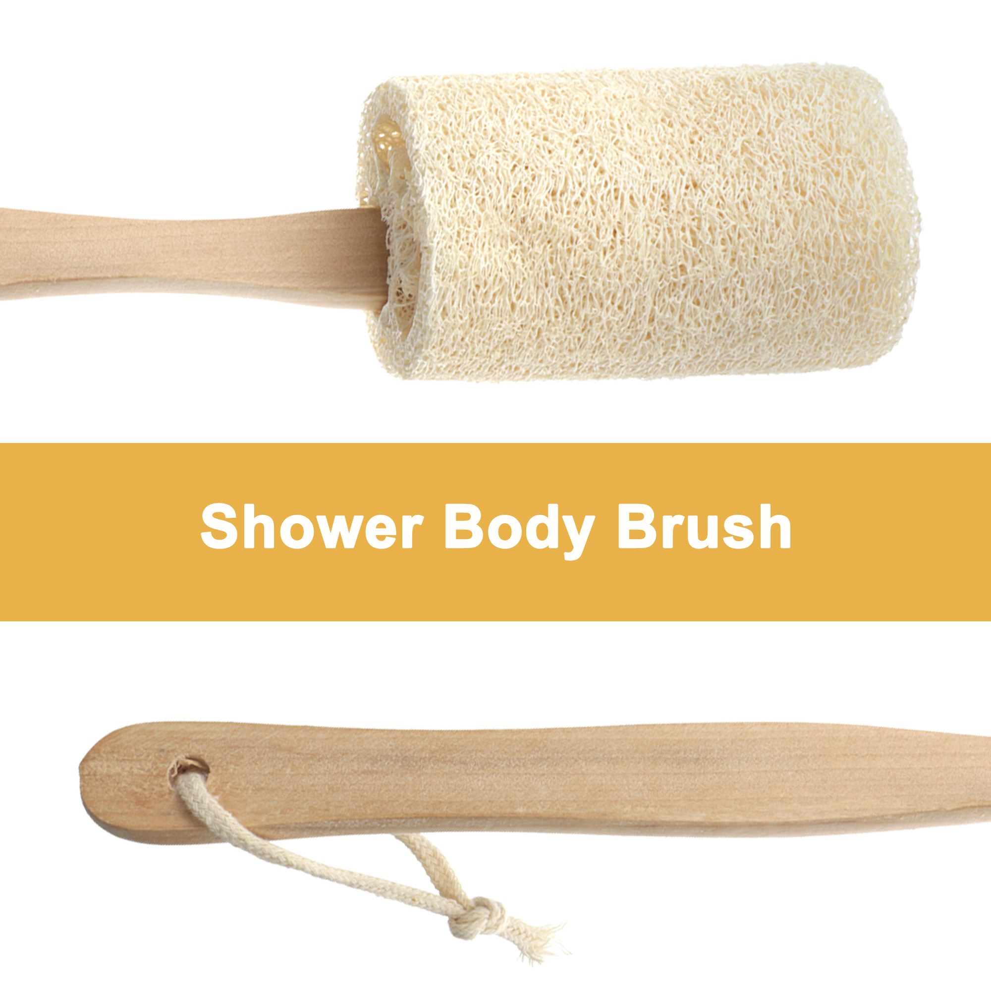 Loofah Shower Back Scrubber, Long Handle Natural Luffa Exfoliating Bath Brush for Men Women Remove Dead Skin