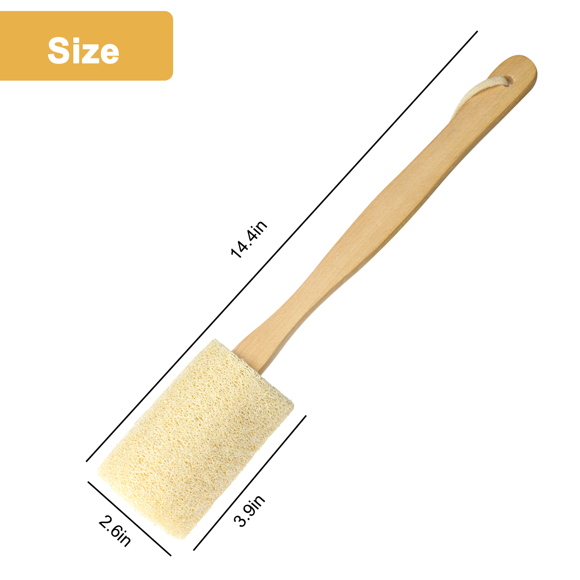 Loofah Shower Back Scrubber, Long Handle Natural Luffa Exfoliating Bath Brush for Men Women Remove Dead Skin