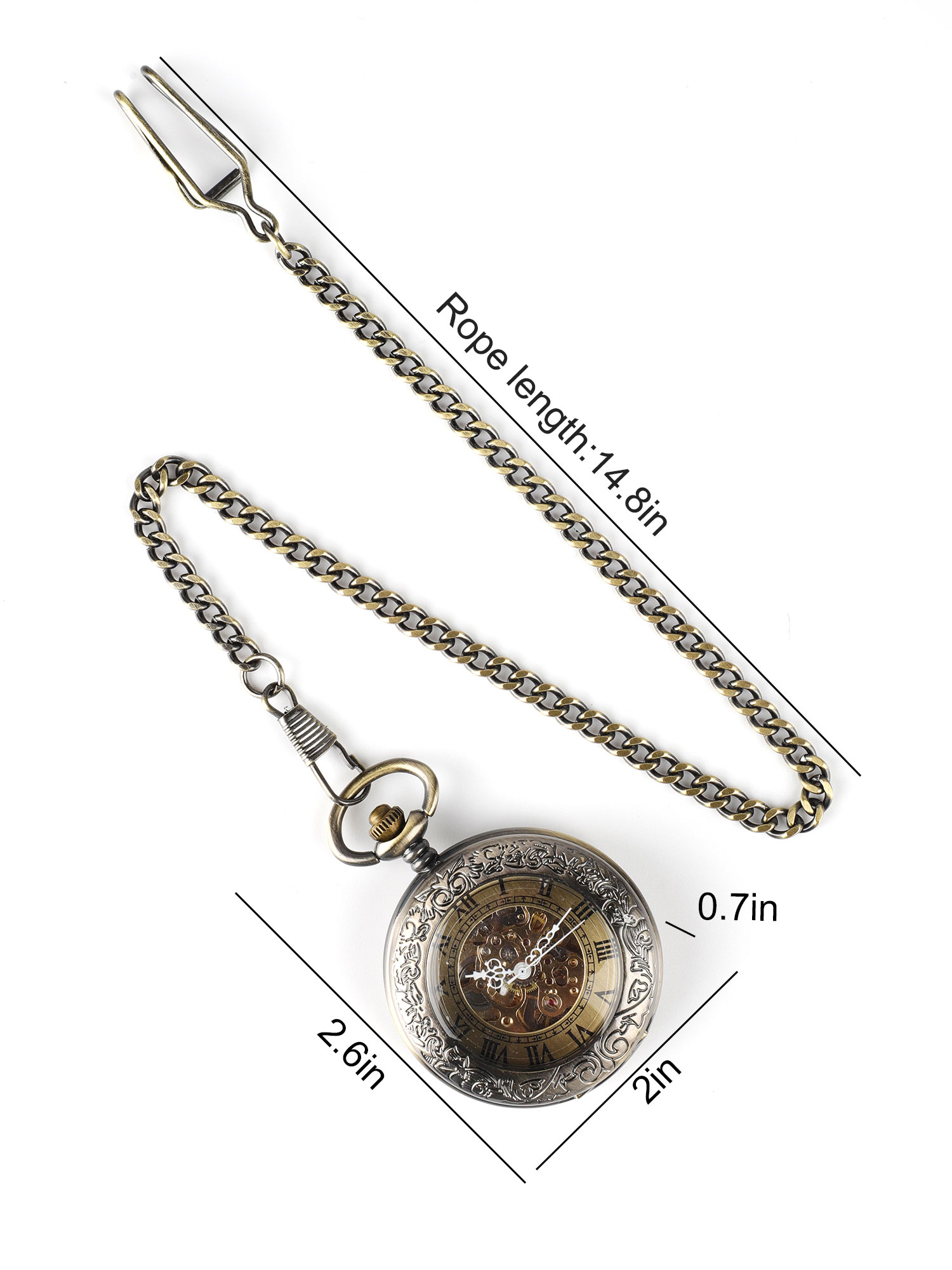 Men's Mechanical Retro Pocket Watch, Classic Mechanical Movement Pocket Watch with Chain