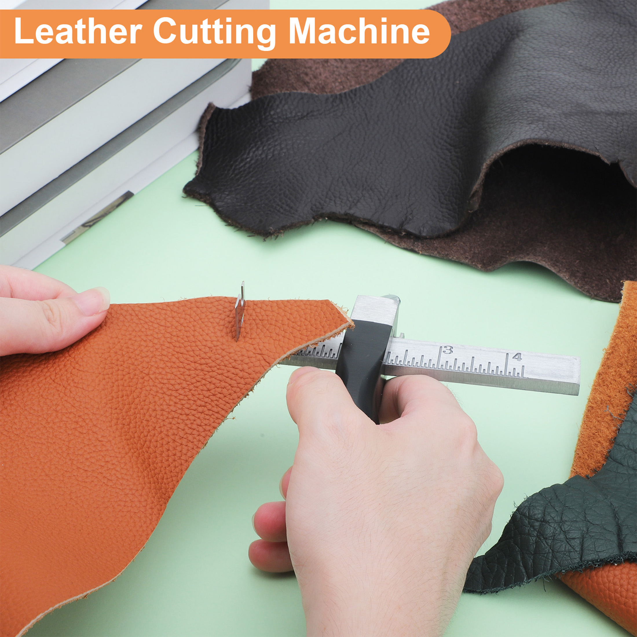 Leather Working Edge Cutter Tool, Adjustable Leather Strap Cutting Tool with 3 Blades for DIY Craft Projects