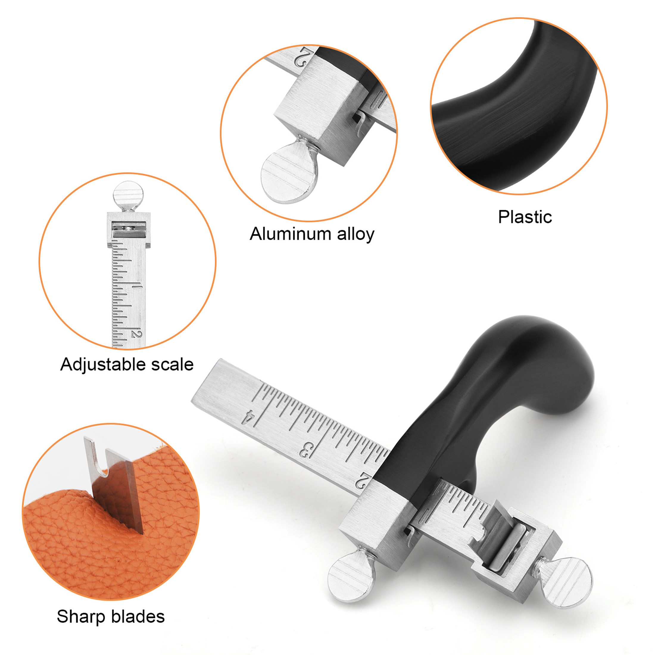 Leather Working Edge Cutter Tool, Adjustable Leather Strap Cutting Tool with 3 Blades for DIY Craft Projects