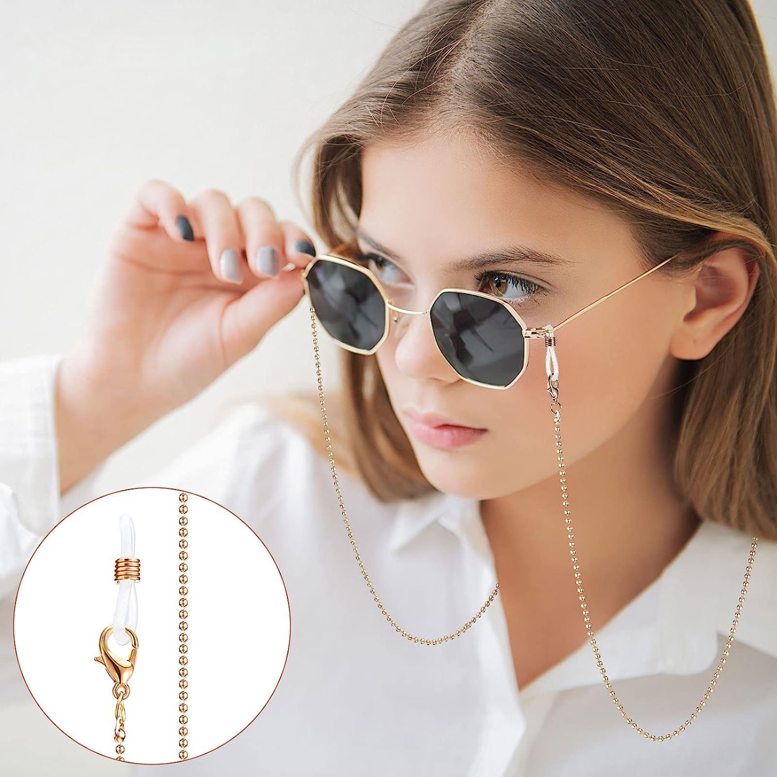6pcs Eyeglass Straps, Beaded Sunglass Chain, Colorful Eyewear Retainer, Glasses Cord Lanyard