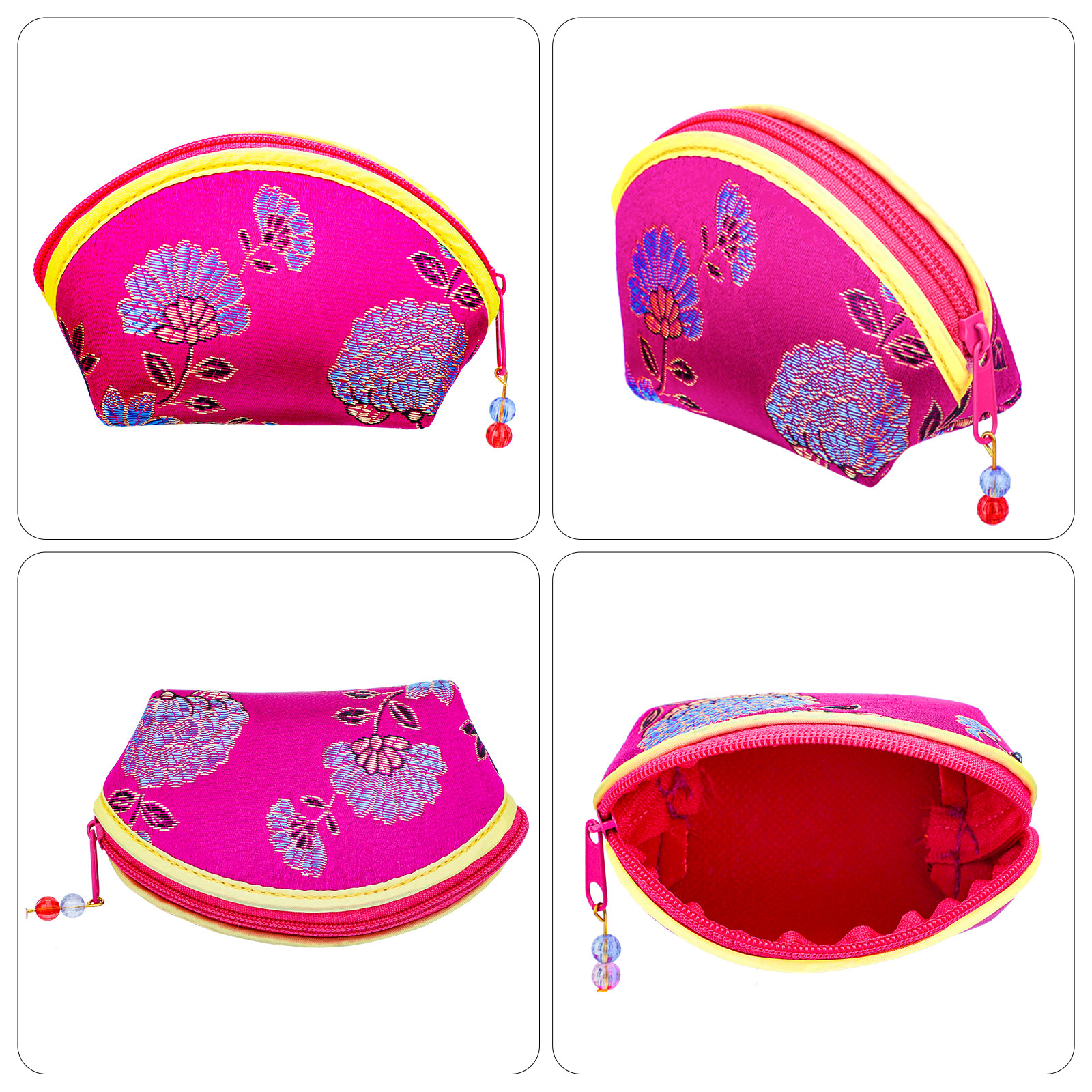 16pcs Silk Coin Purse, Zipper Jewelry Bag, Embroidered Sugar Bag, Lipstick Container, Silk Brocade Gift Bags
