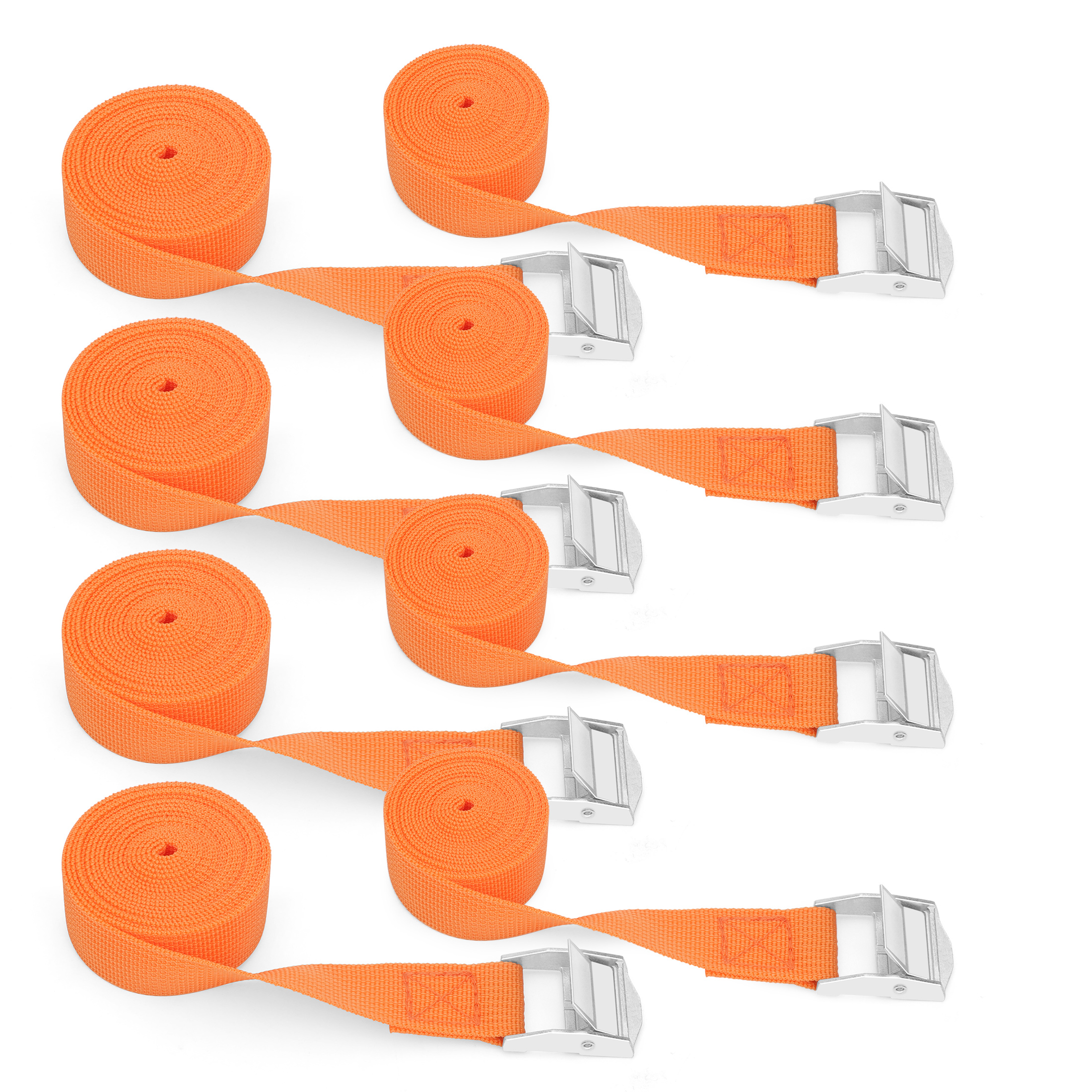 8pcs 6.6ft/3.3ft Tie Down Strap Set, Adjustable Cam Buckle Lashing Straps, Orange 550lbs Load Limit