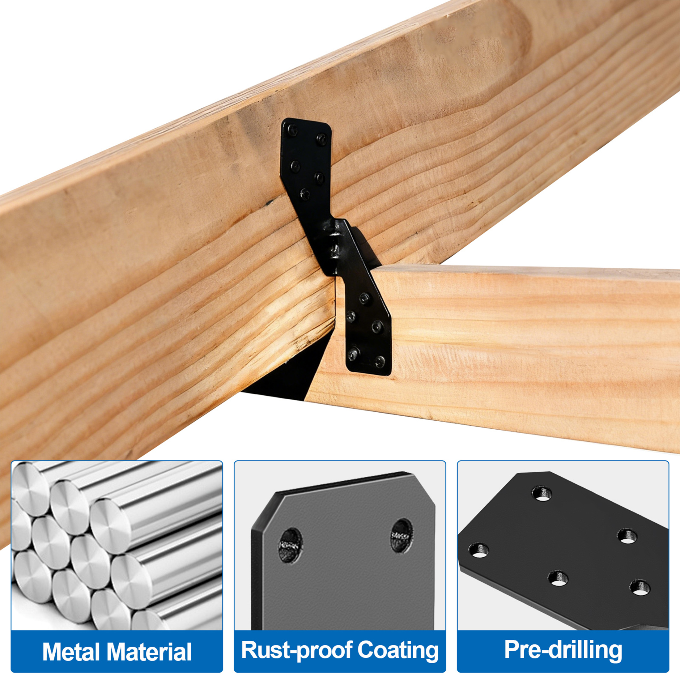 10pcs Hurricane Tie, Strong tie Brackets, Heavy Duty Hurricane Straps for Rafter H2.5A, Trusses/Rafters Ties, 18-Gauge Hurricane Roof Brackets
