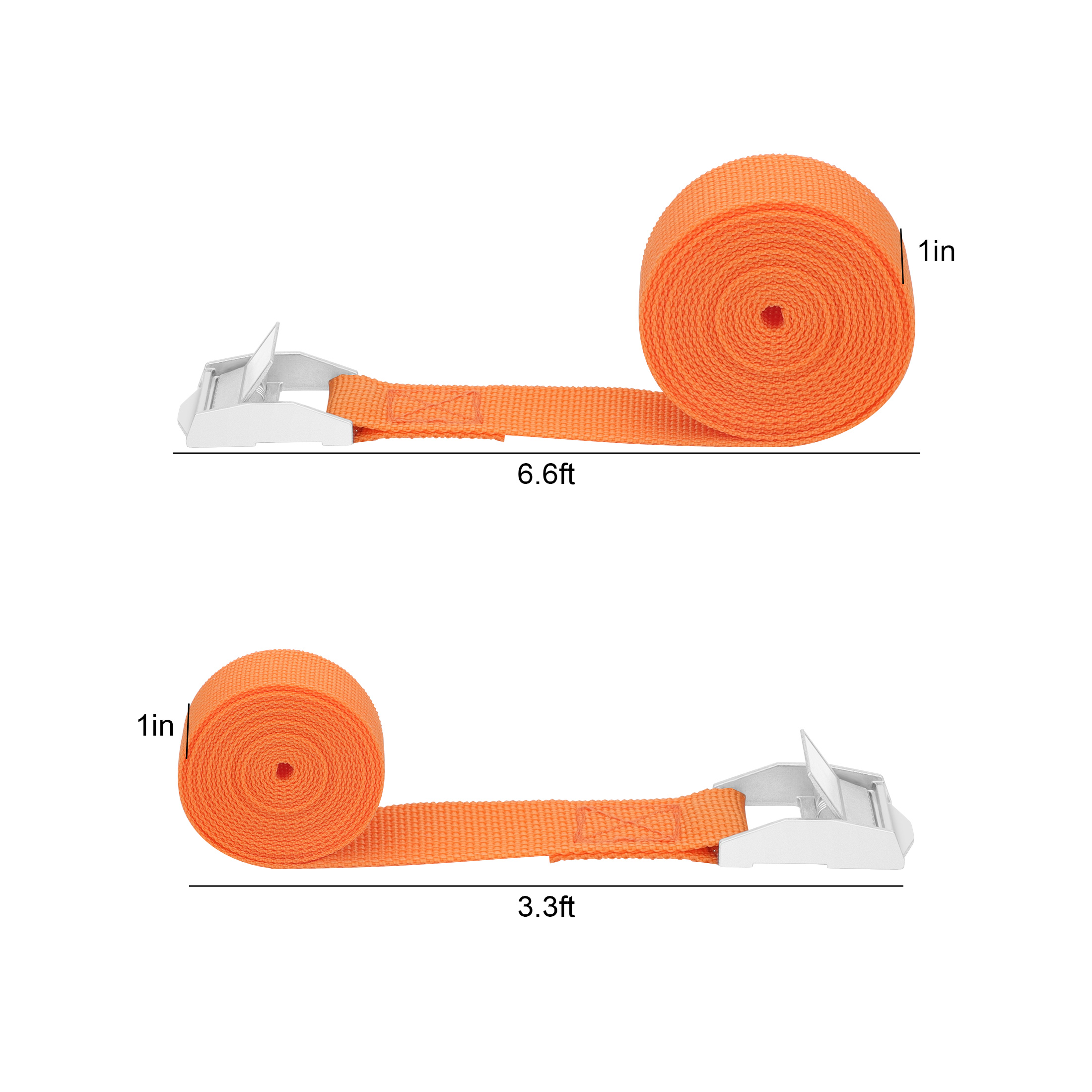 8pcs 6.6ft/3.3ft Tie Down Strap Set, Adjustable Cam Buckle Lashing Straps, Orange 550lbs Load Limit