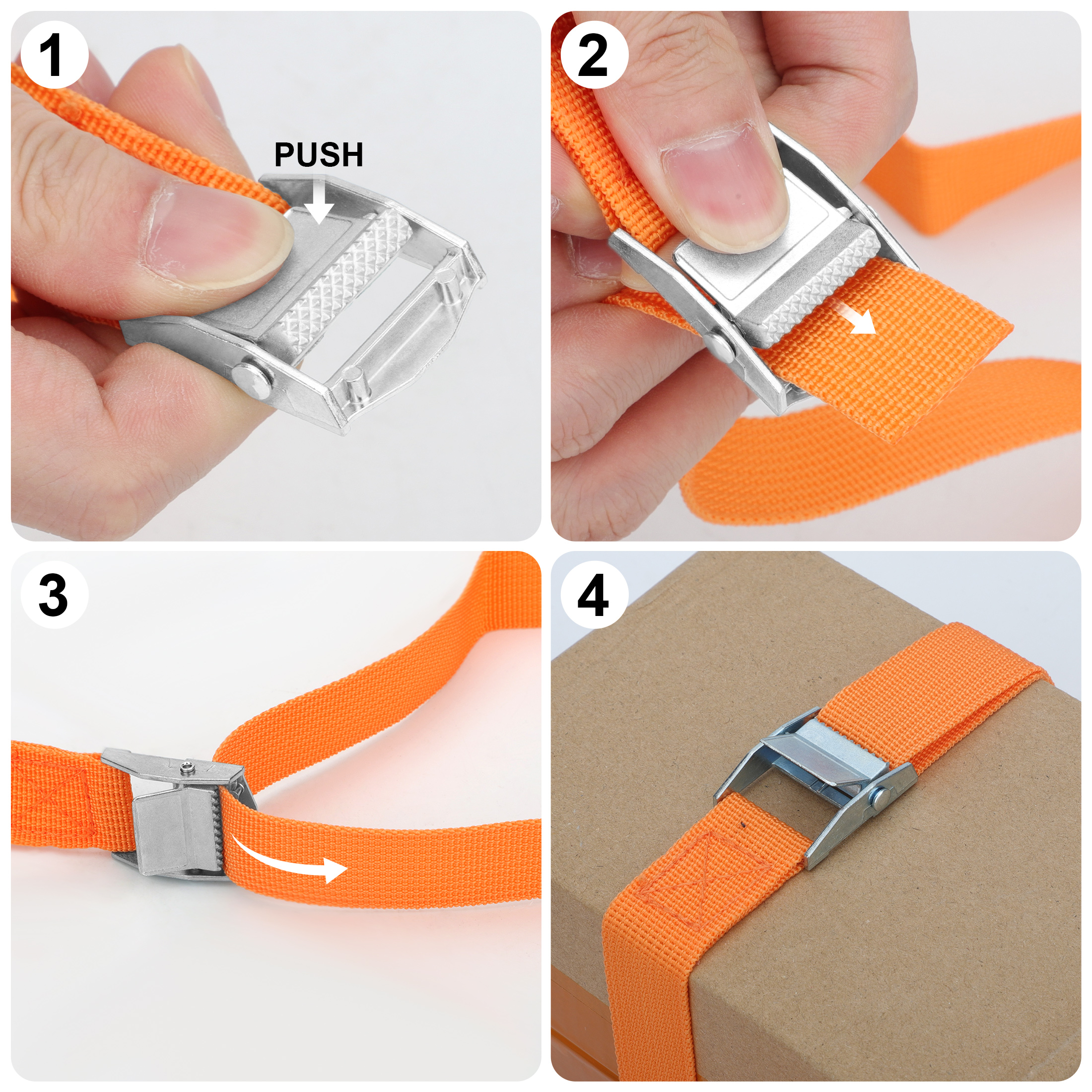 8pcs 6.6ft/3.3ft Tie Down Strap Set, Adjustable Cam Buckle Lashing Straps, Orange 550lbs Load Limit