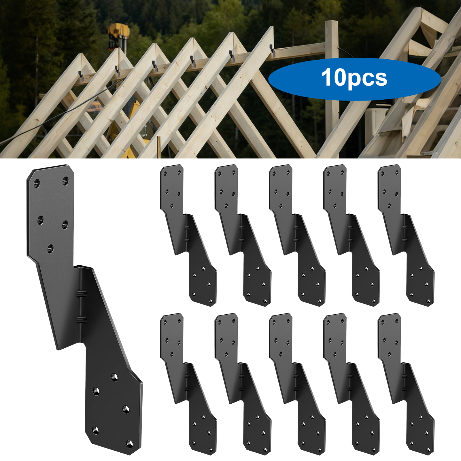 10pcs Hurricane Tie, Strong tie Brackets, Heavy Duty Hurricane Straps for Rafter H2.5A, Trusses/Rafters Ties, 18-Gauge Hurricane Roof Brackets