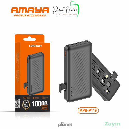 amaya power bank, 10000mah power bank, power bank with built in cable, fast charging power bank, portable charger kenya, phone power bank, travel power bank Fast Charging Power Bank Kenya