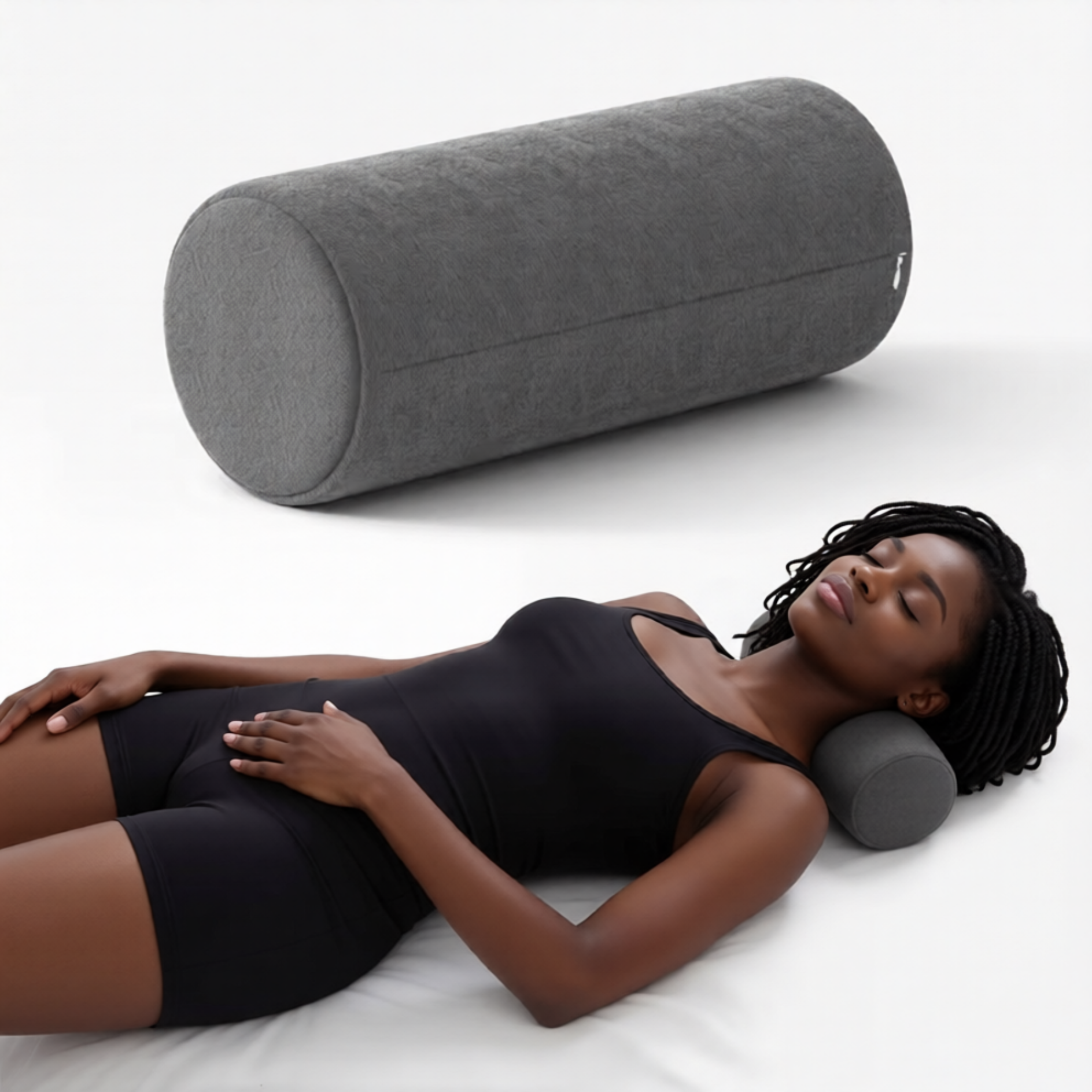1pc Neck Roll Neck Pillow, Office Memory Foam Neck Pillow, Round Neck Pillow for Sleeping, Bed Pillow, Legs And Back Pillow, Round Memory Foam Pillow, Suitable for Sleep, Bed, Back And Yoga (Grey)