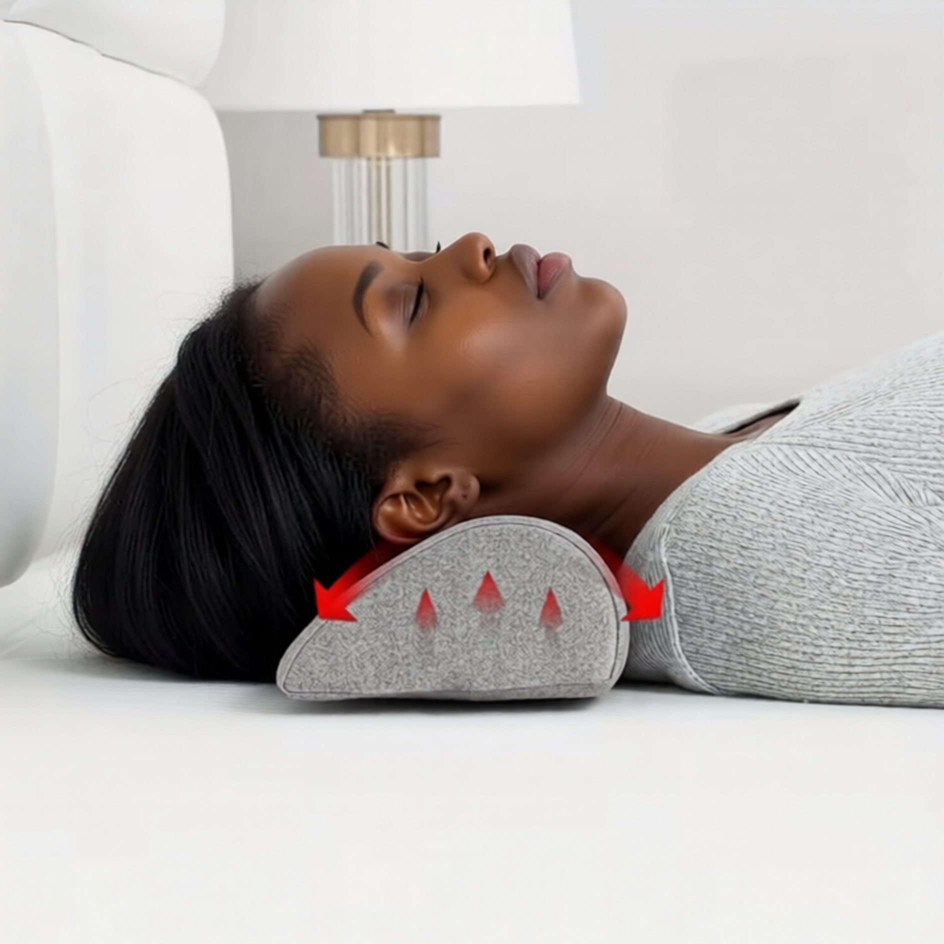 Half Moon Pillow, A Semi-Circular Pillow for Legs, Knees, Lower Back and Head, Lumbar Support Pillow for Bed, Sleeping ,Semi Roll for Ankle and Foot Comfort Grey