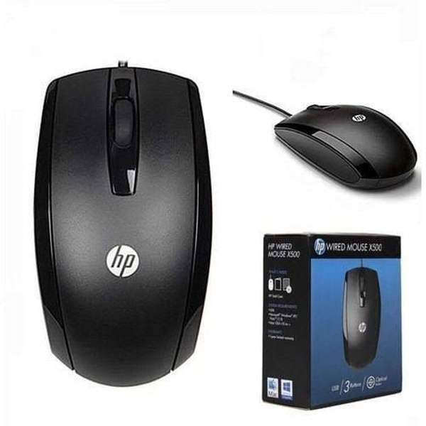 HP X500 Wired USB Optical Mouse | HP Computer Mouse with USB Connectivity, 3-Button Design, Optical Tracking, Ergonomic Shape, Plug and Play, Reliable Wired Mouse for Desktop, Laptop, Office,