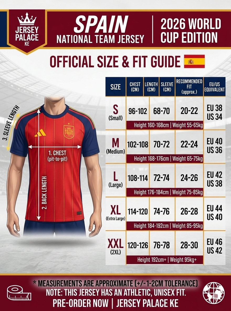 World Cup Jersey 2026, Spain Home  Authentic Player Original Jersey 2026 World Cup Edition - Premium Red Football Kit - La Roja Unisex Sports Tee