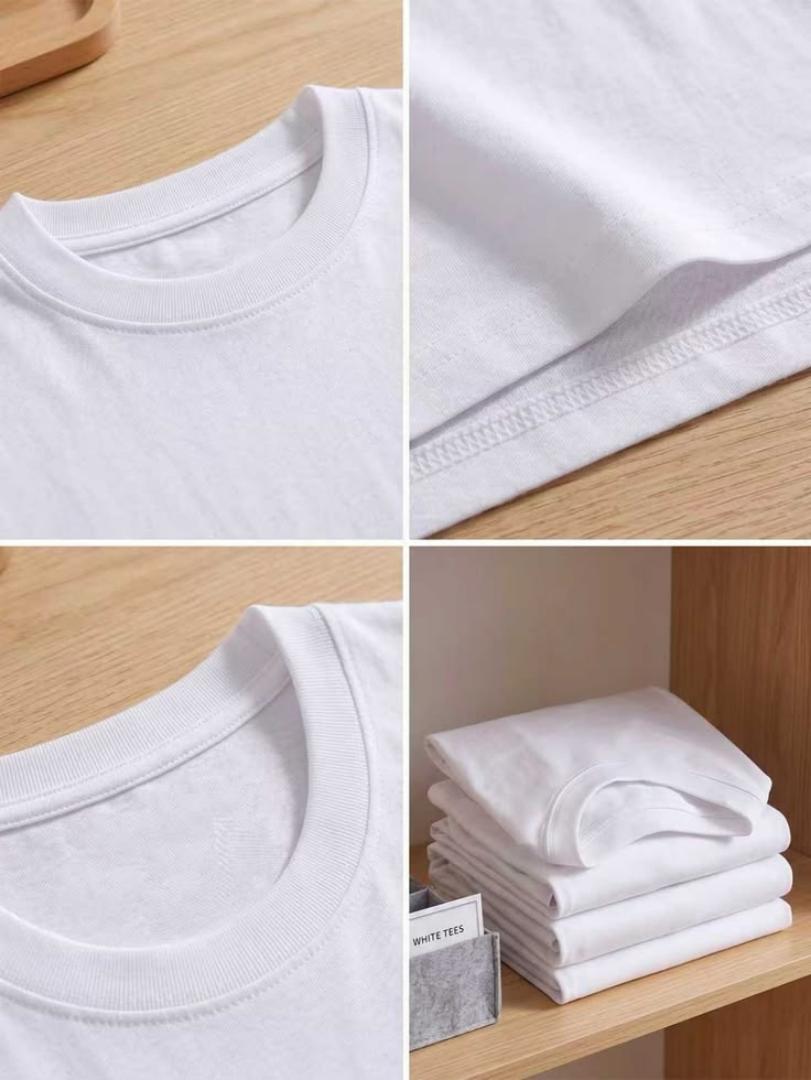 Premium Plain T-Shirts 100% Cotton Heavyweight Crewneck Tee – Men’s & Women’s Unisex Casual Short Sleeve Blanks – Black & White Sizes M-2XL