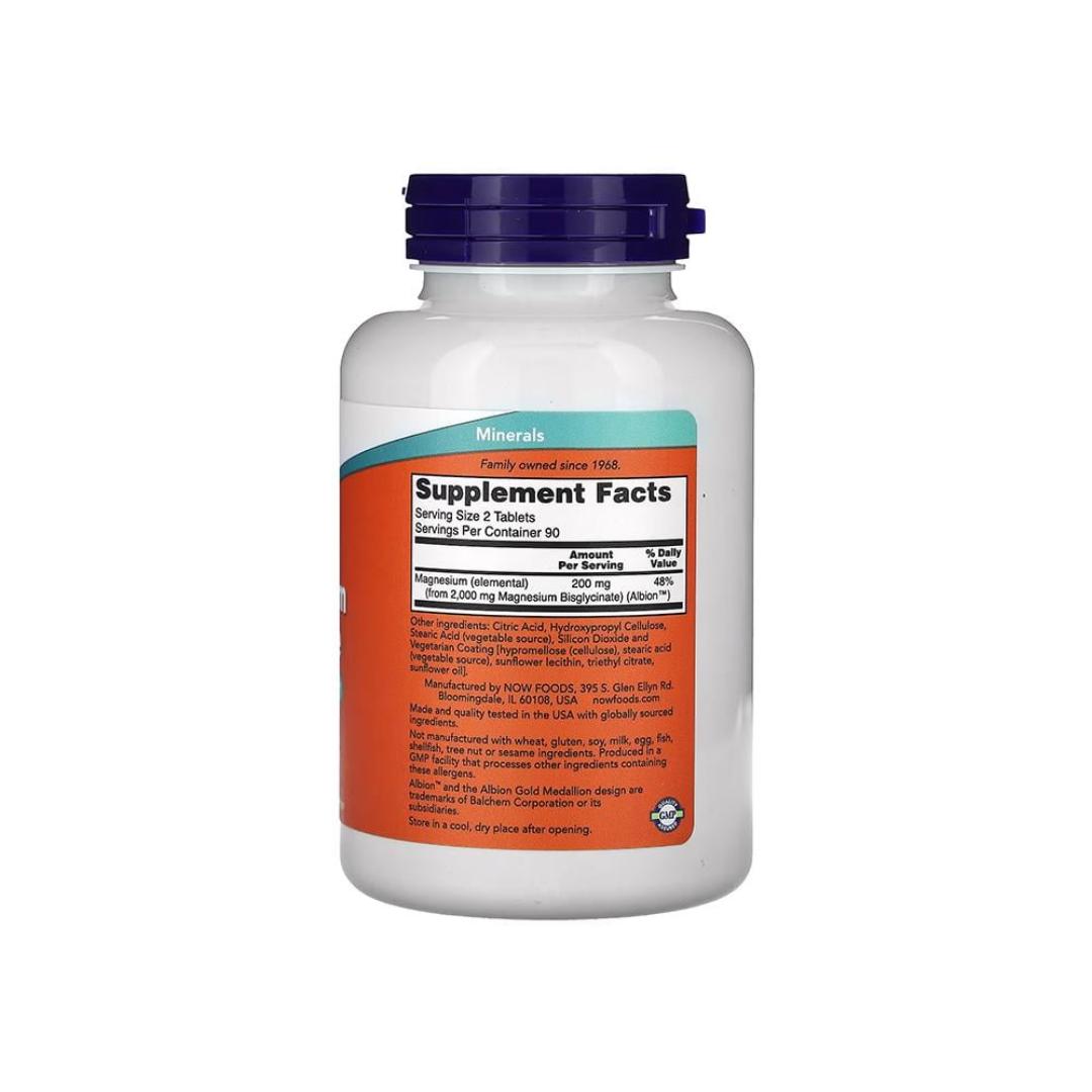 NOW Foods Supplements, Magnesium Glycinate 100 mg, Highly Absorbable Form, 180 Tablets