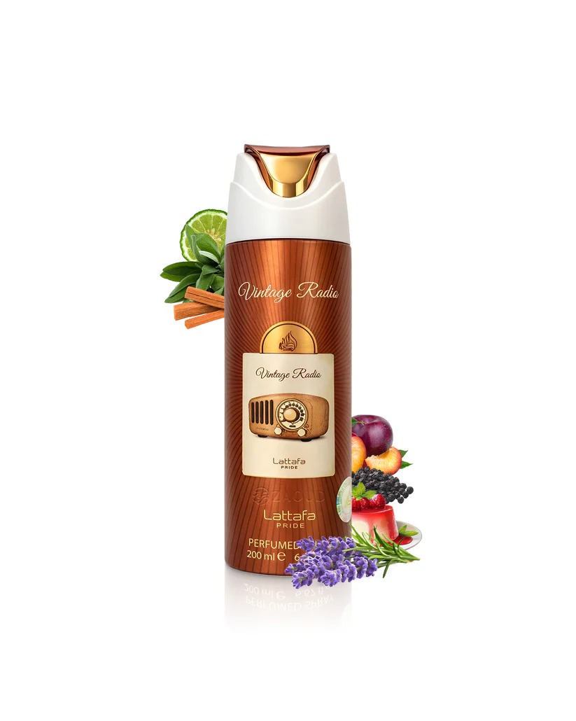 Lattafa Vintage Radio Perfumed Deodorant Body Spray for Men & Women – 200mlLattafa Vintage Radio Perfumed Deodorant Body Spray for Men & Women – 200ml