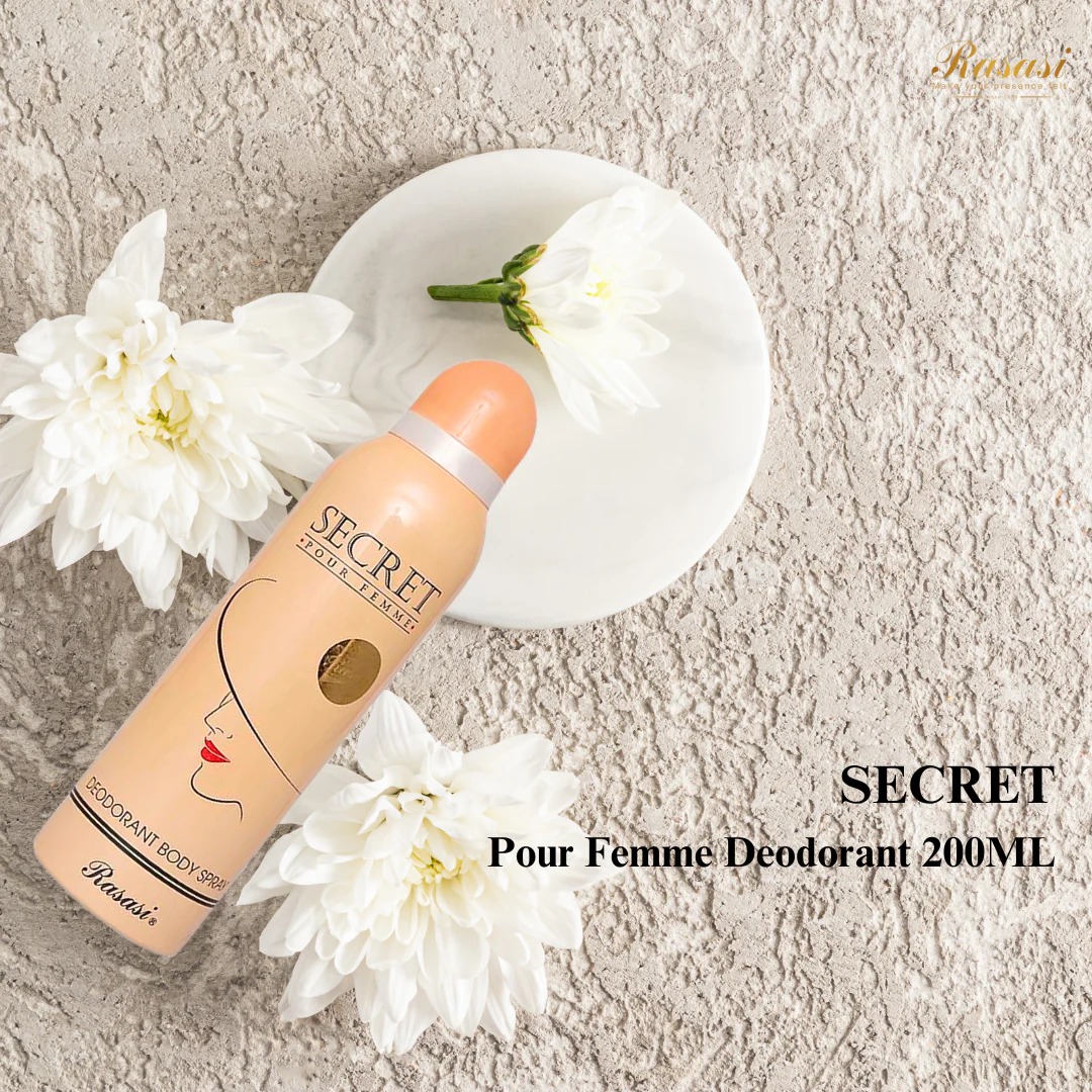 Rasasi Secret Pour Femme Deodorant Body Spray for Women – 200ml